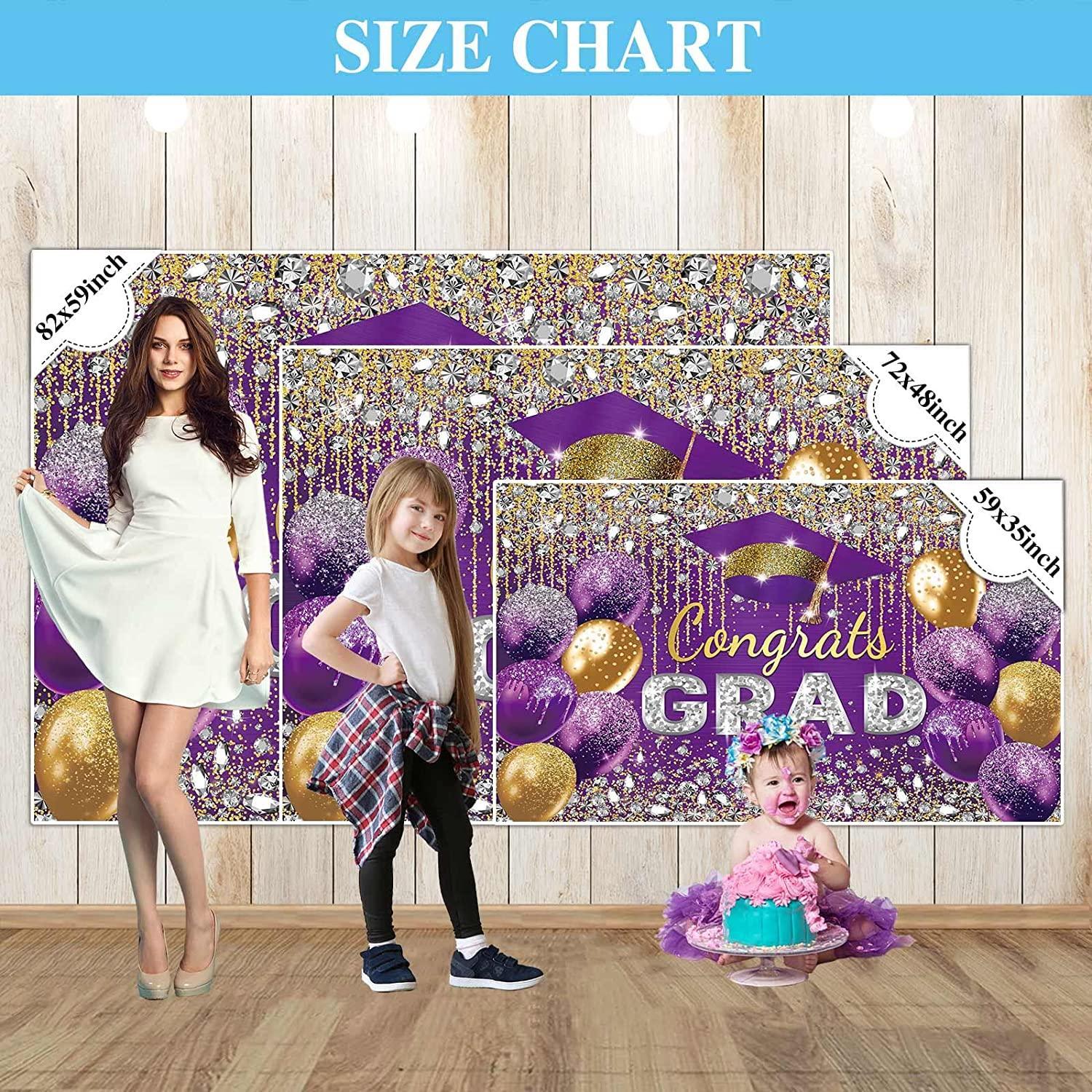 Purple and Gold Graduation Backdrop for Girl Boy Photography Master Congratulations Congrats Grad Class of 2023 - Hibrides