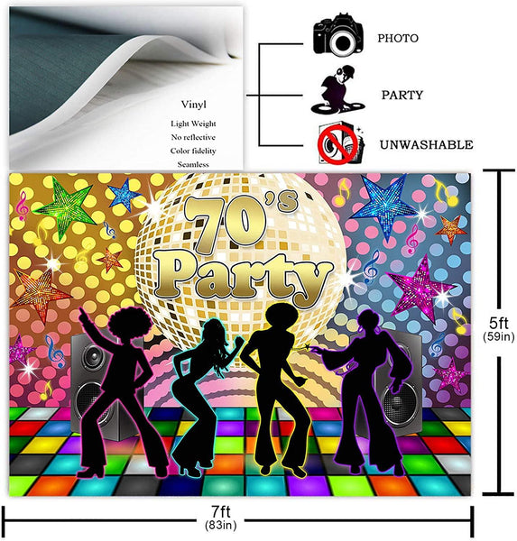 Back to 70s Party Backdrop for Adults Disco Party Decorations 1970's Retro Disco Ball - Hibrides