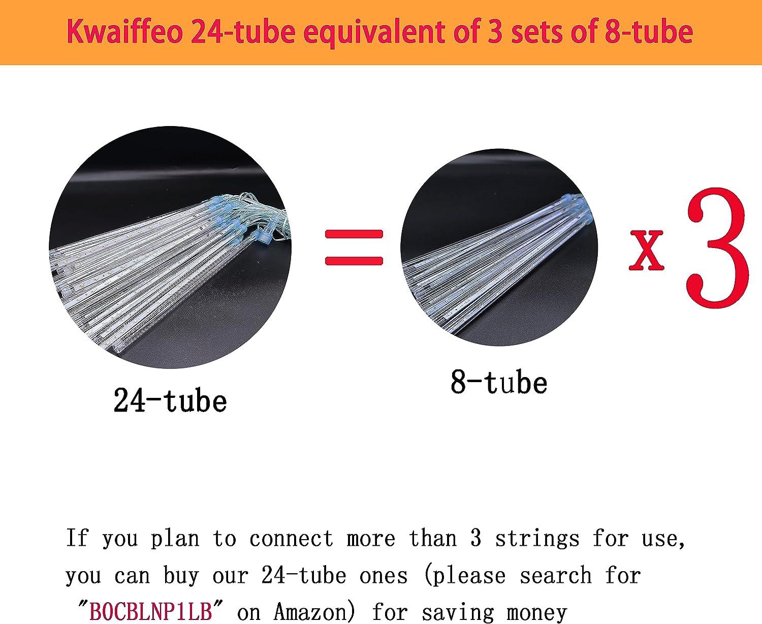 Christmas Lights Outdoor, Meteor Shower Lights Falling Rain Lights 12 inch 8 Tube 192 LED Snow Falling Icicle Cascading Lights for Xmas Tree - Hibrides