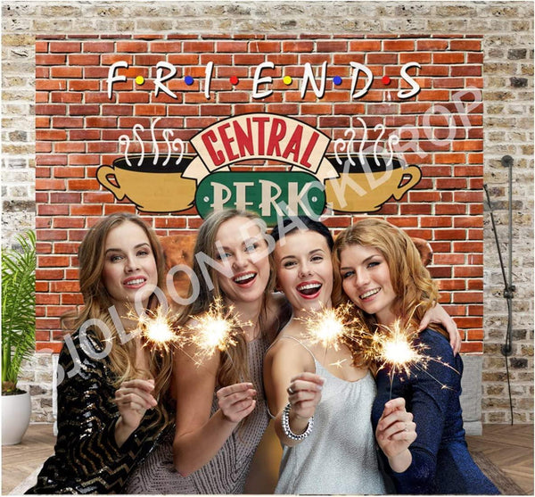 Friends Central Perk Theme Backdrop Red Brick Wall Retro Pub Sofa and Coffee for 80s 90s - Hibrides