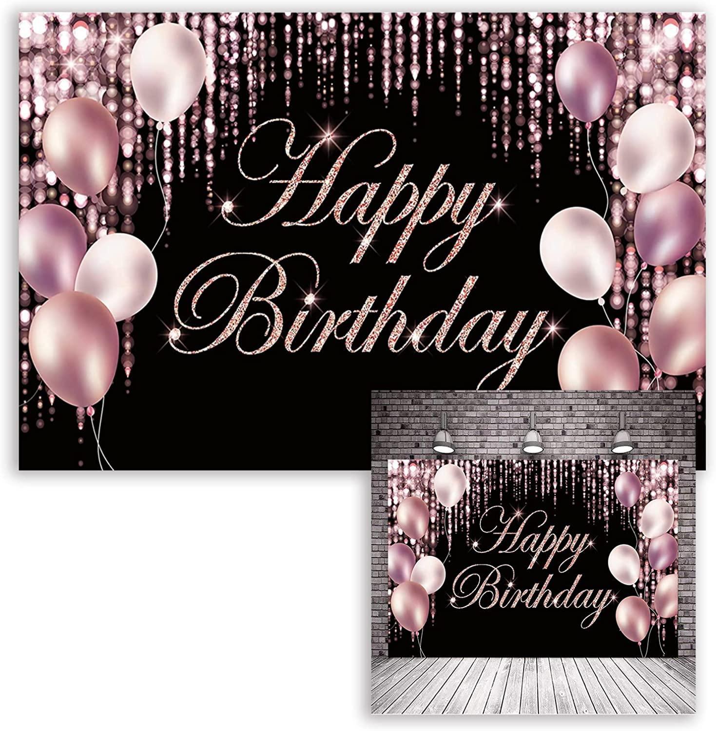 Happy Birthday Photography Backdrop Navy Blue and Silver Happy Birthday Sign - Hibrides