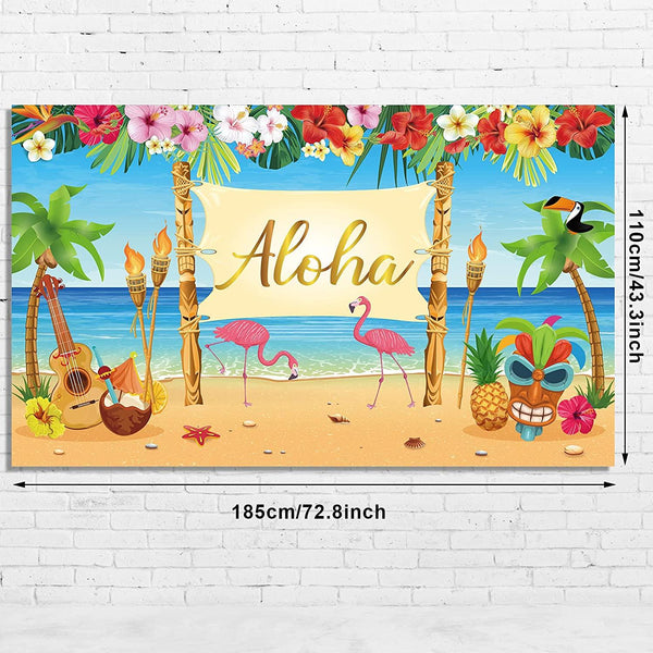 Hawaiian Aloha Party Decoration, Extra Large Summer Luau Beach Party Banner Backdrop - Hibrides