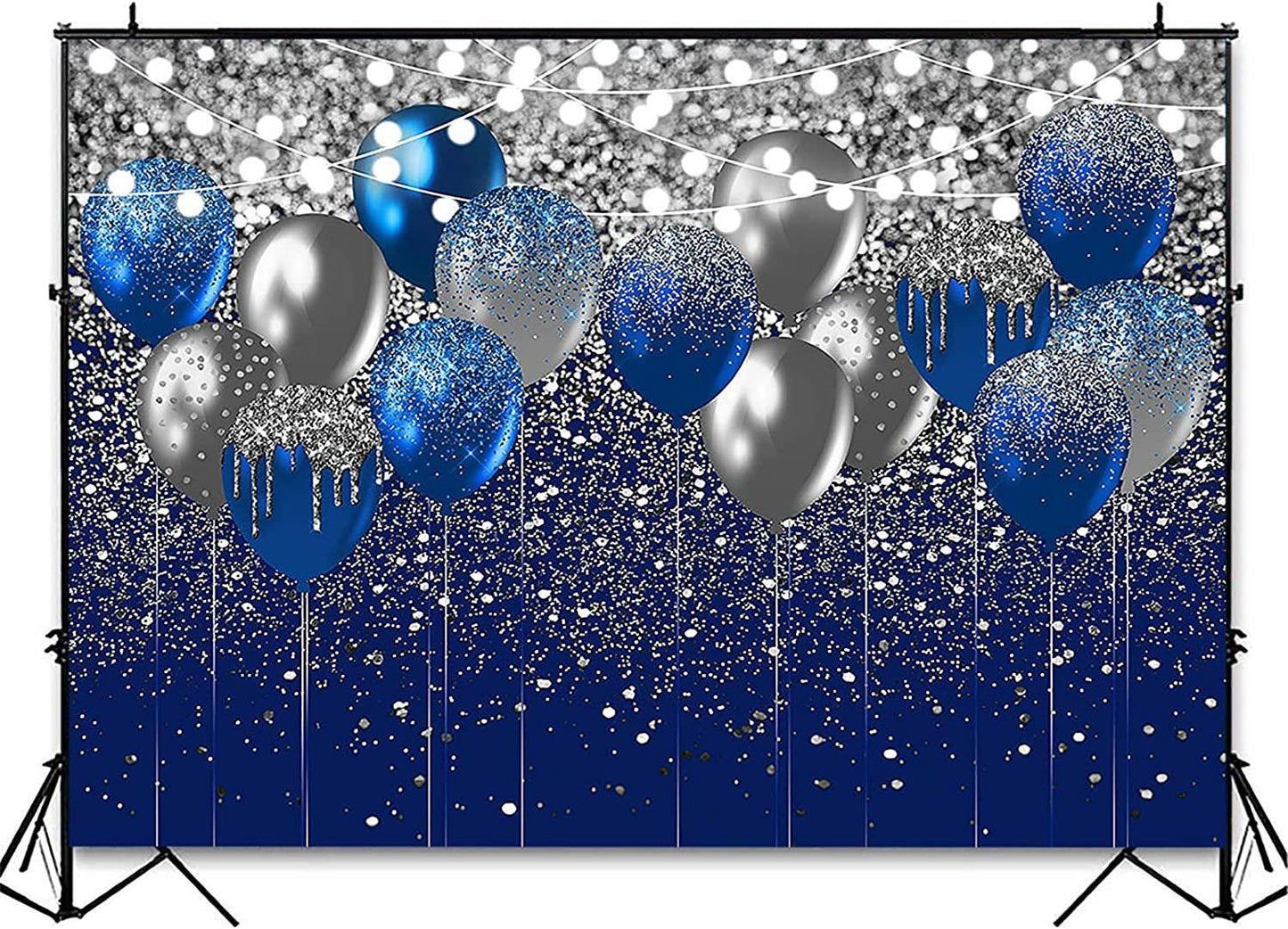 Royal Blue Glitter Backdrop for Birthday Wedding Prom Graduation Photography Background - Hibrides