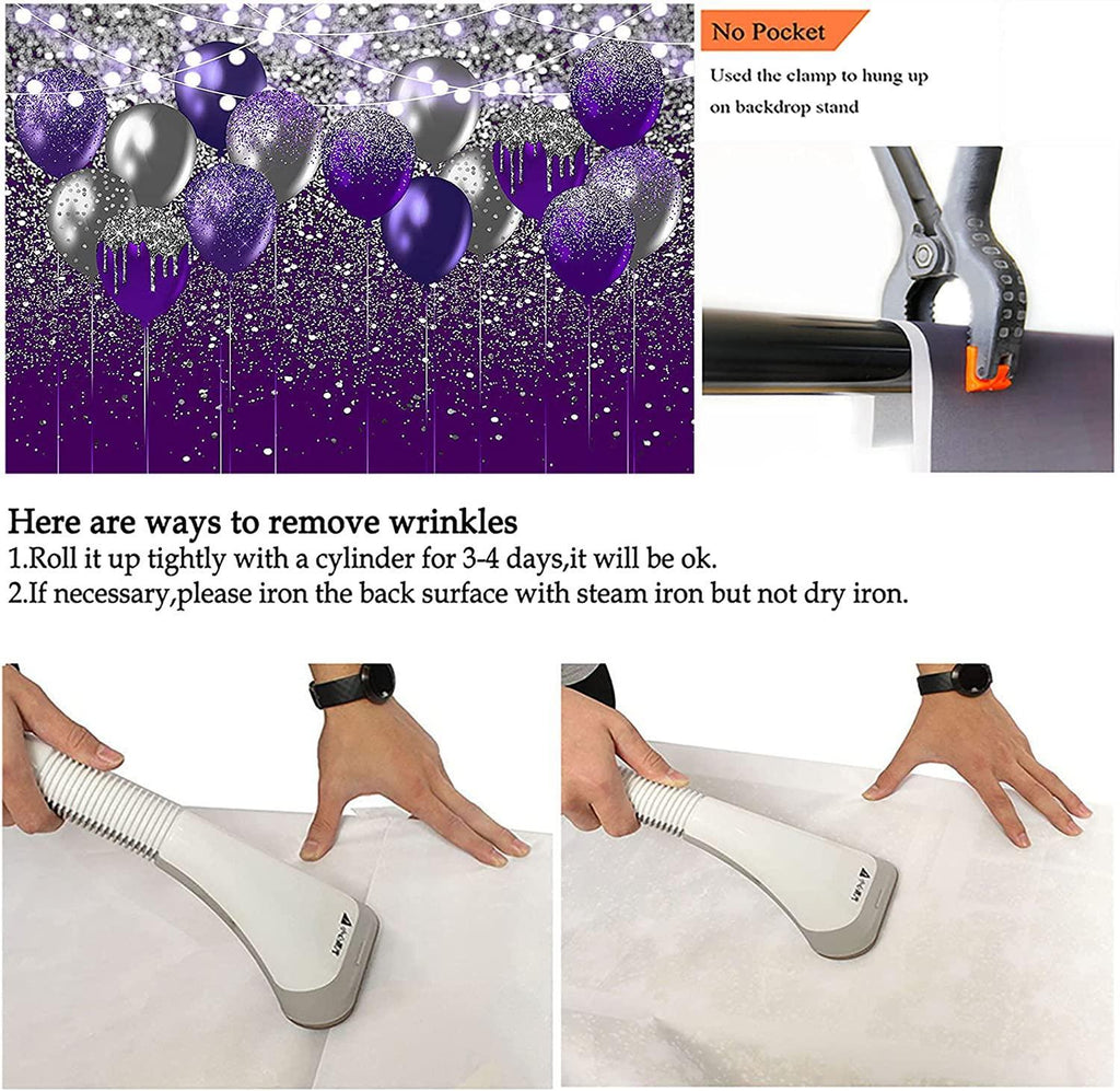 Set Of 2 Lavender/ Purple Glitter/silver Princess Birthday Setup Digital Background/digital Backdrop With Balloons