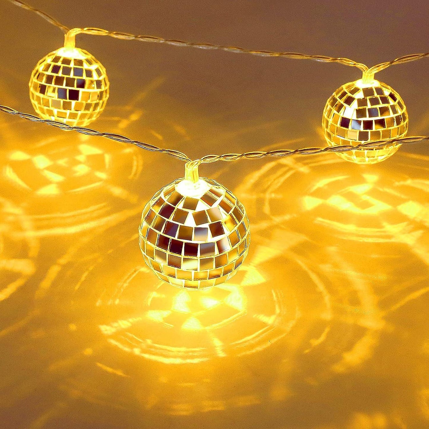 20 LED Disco Ball Mirror LED Party String Light Christmas Lanterns for Holiday Wall Window - Hibrides
