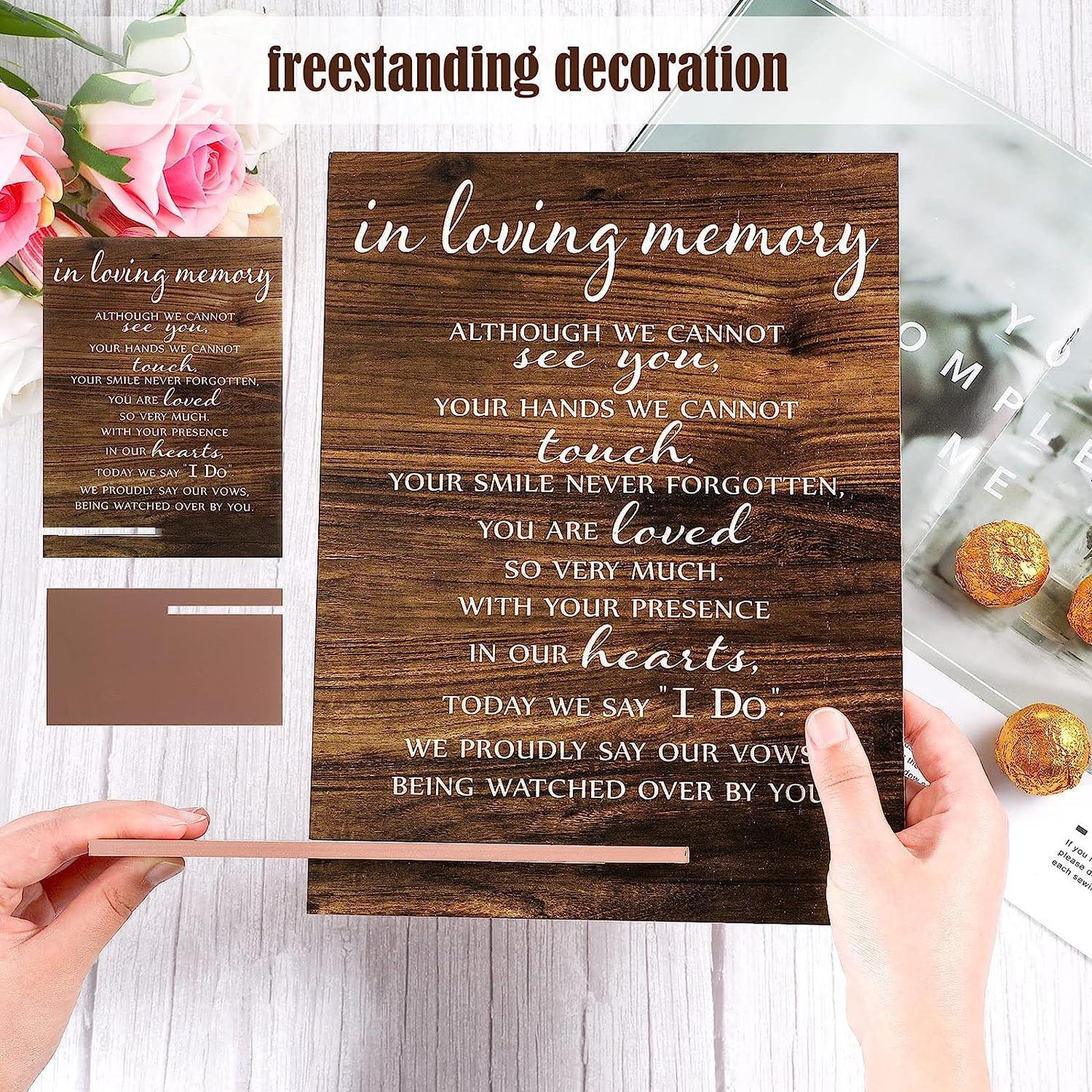 Memorial Table Sign for Wedding, Wedding Wooden Decorations for Reception, Sympathy Gift in Loving Memory Wedding Sign - Hibrides