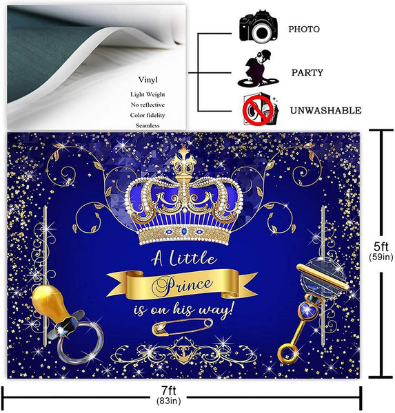 Royal Prince Baby Shower Backdrop for Party Decorations - Hibrides