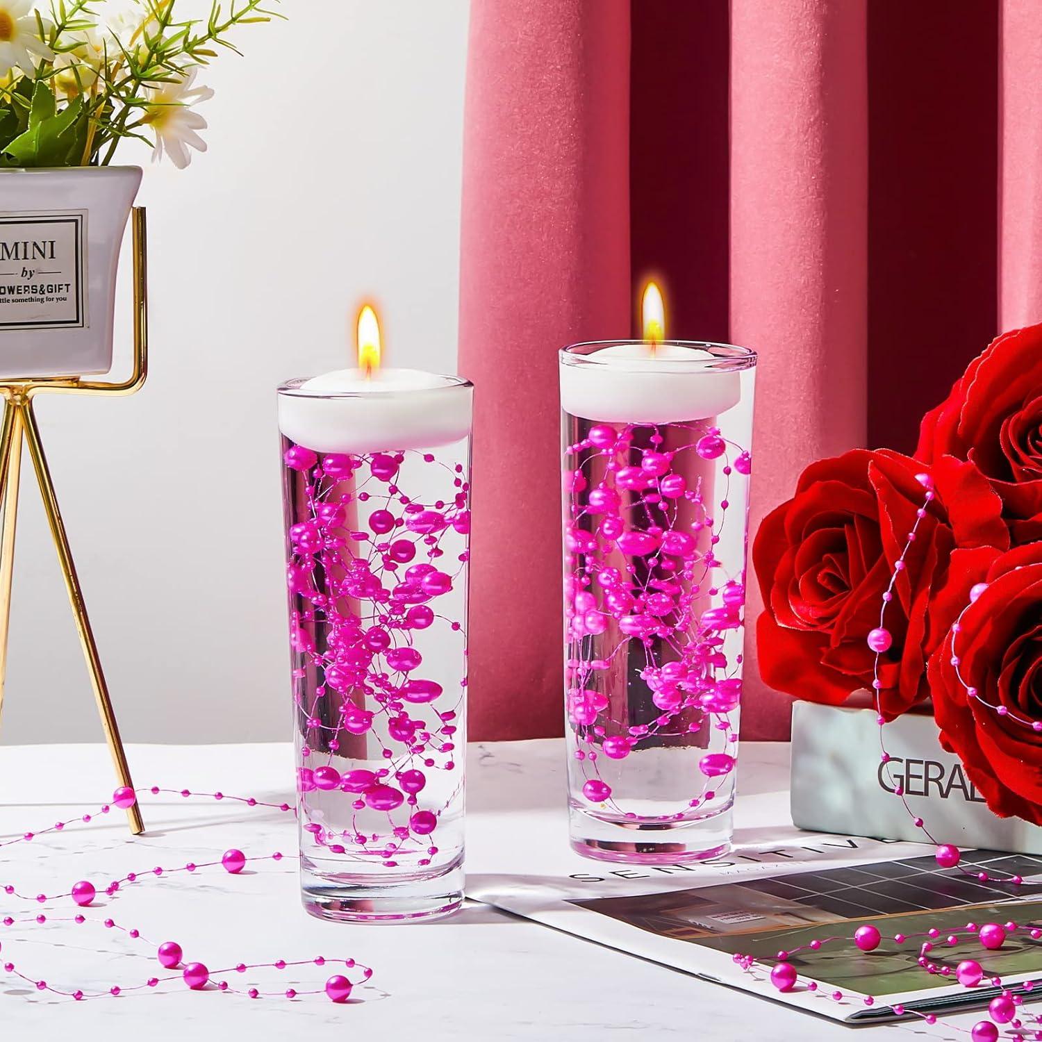 24PCS Artificial Pearl String for Floating Candle Faux Pearls Beads String Pearl Party Garland Decoration for Vases Filler Wedding Centerpiece Christmas Party Decor - Hibrides