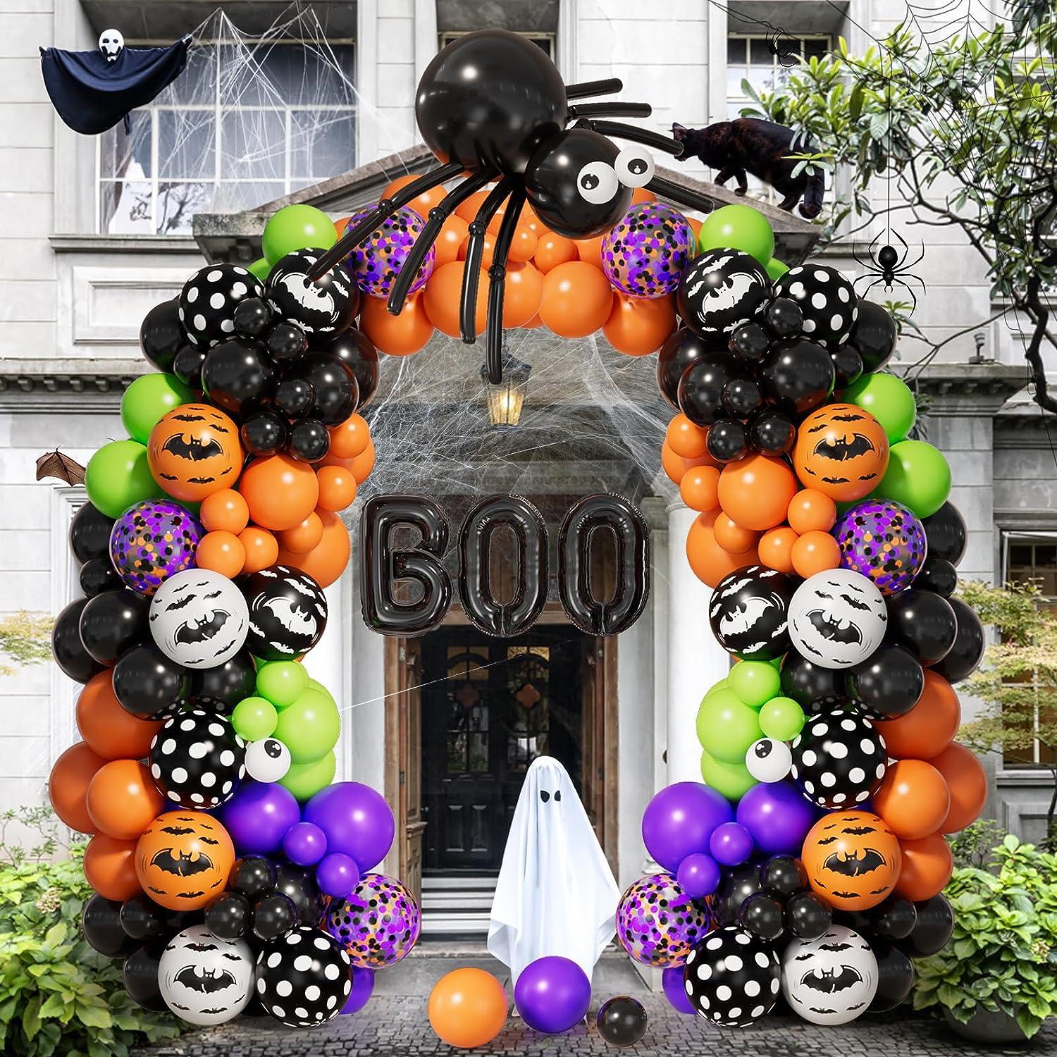 117pcs Halloween Balloon Garland Arch kit with Spider Balloons Black Orange Purple Fruit Green Confetti Balloons - Hibrides