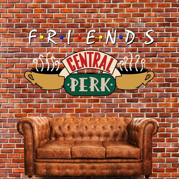 Friends Central Perk Theme Backdrop Red Brick Wall Retro Pub Sofa and Coffee for 80s 90s - Hibrides