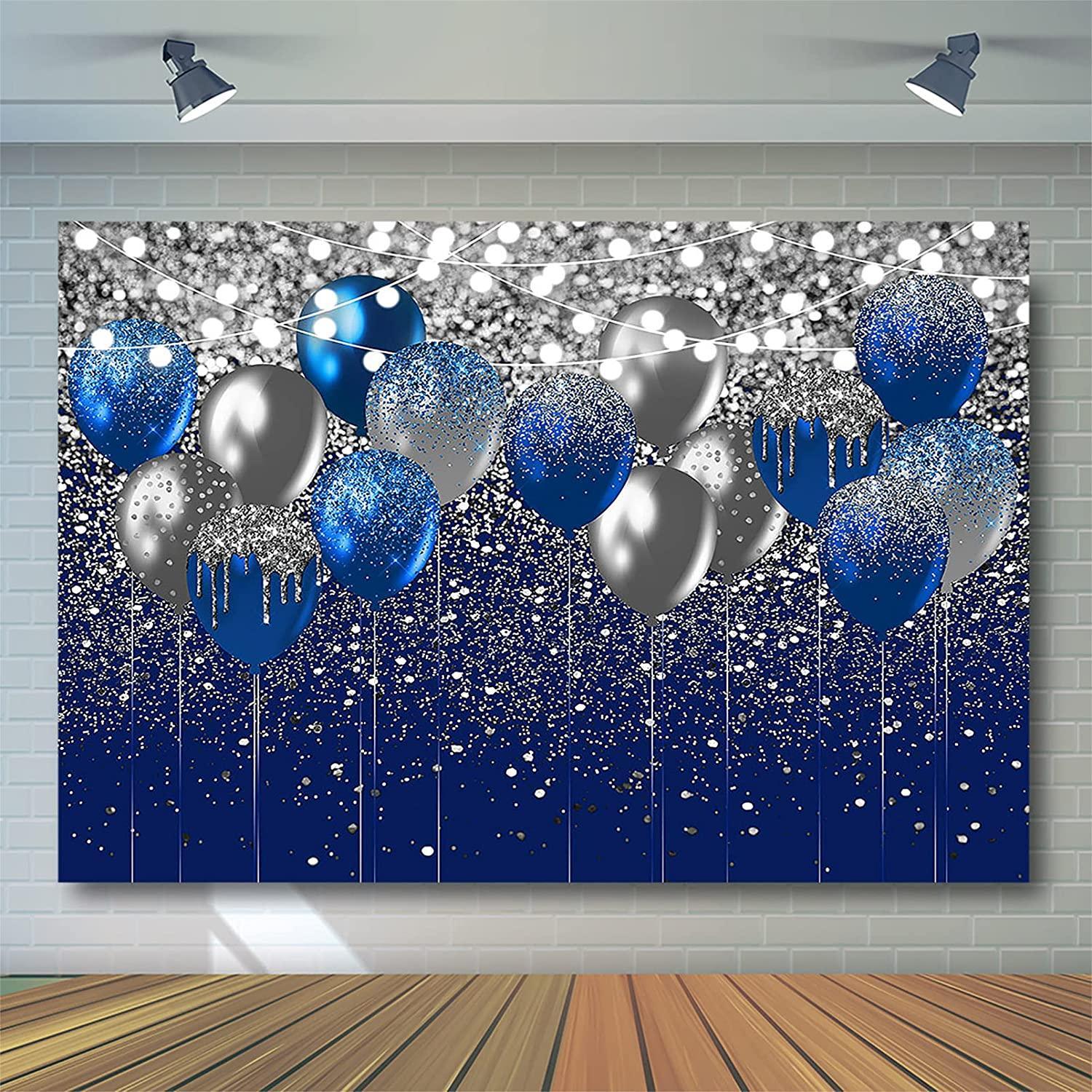 Royal Blue Glitter Backdrop for Birthday Wedding Prom Graduation Photography Background - Hibrides