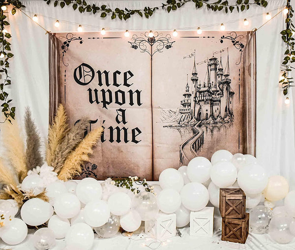 Fairy Tale Books Backdrop Old Opening Book Once Upon a Time Ancient Castle Princess Romantic Story Photo Background - Hibrides