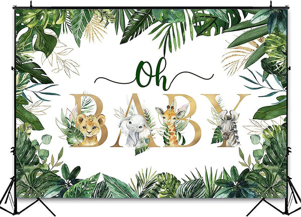 Jungle Animals Oh Baby Backdrop for Baby Shower Decoration Photography Background - Hibrides