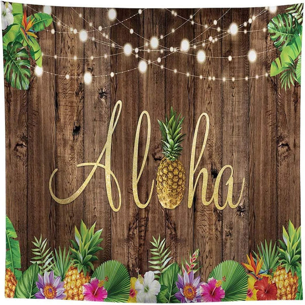 5x3ft Aloha Rustic Wooden Backdrop for Summer Tropical Hawaiian Beach Party Photography Background - Hibrides