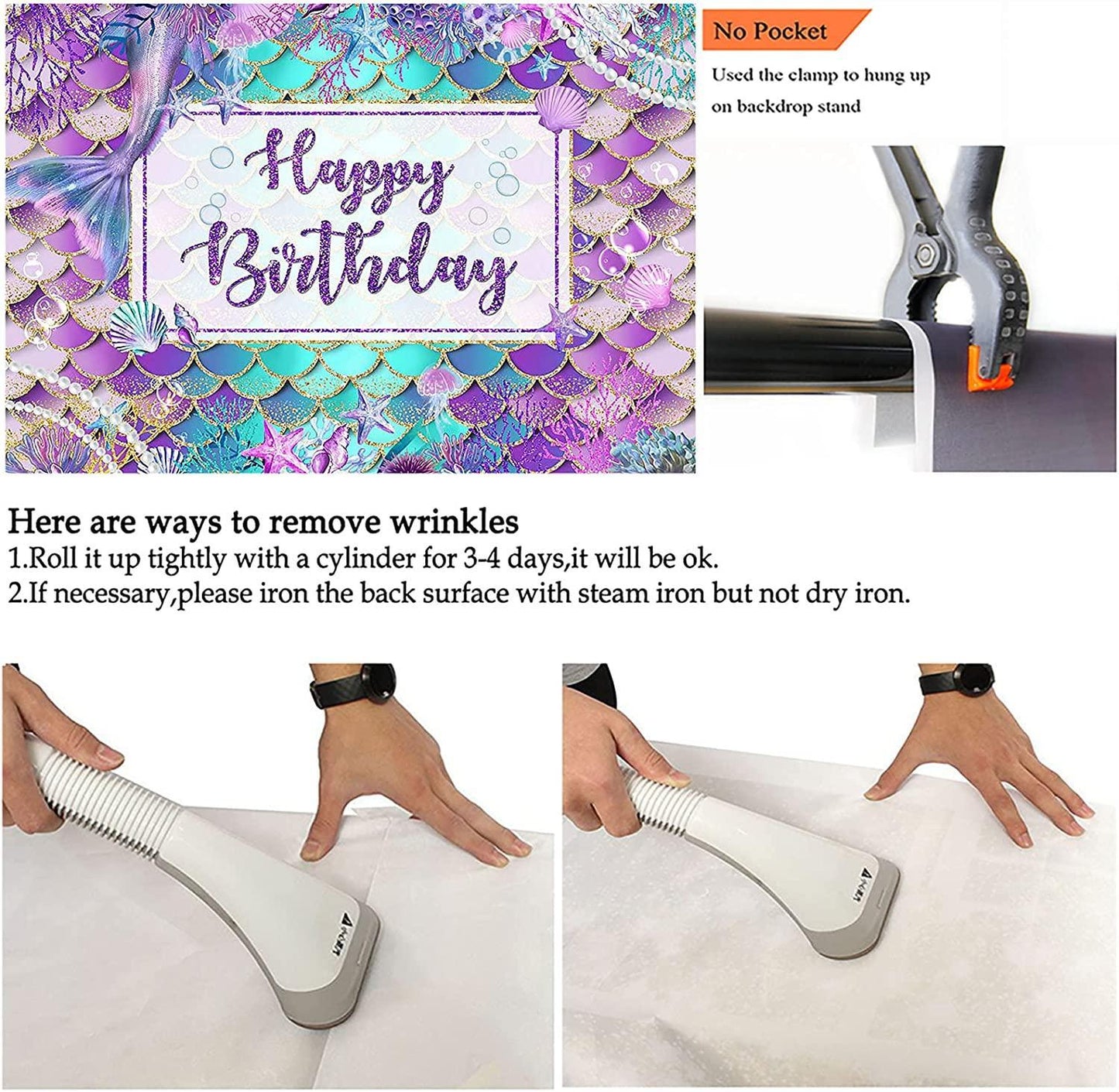 Mermaid Birthday Backdrop for Girl Under The Sea Party Photography Background - Hibrides