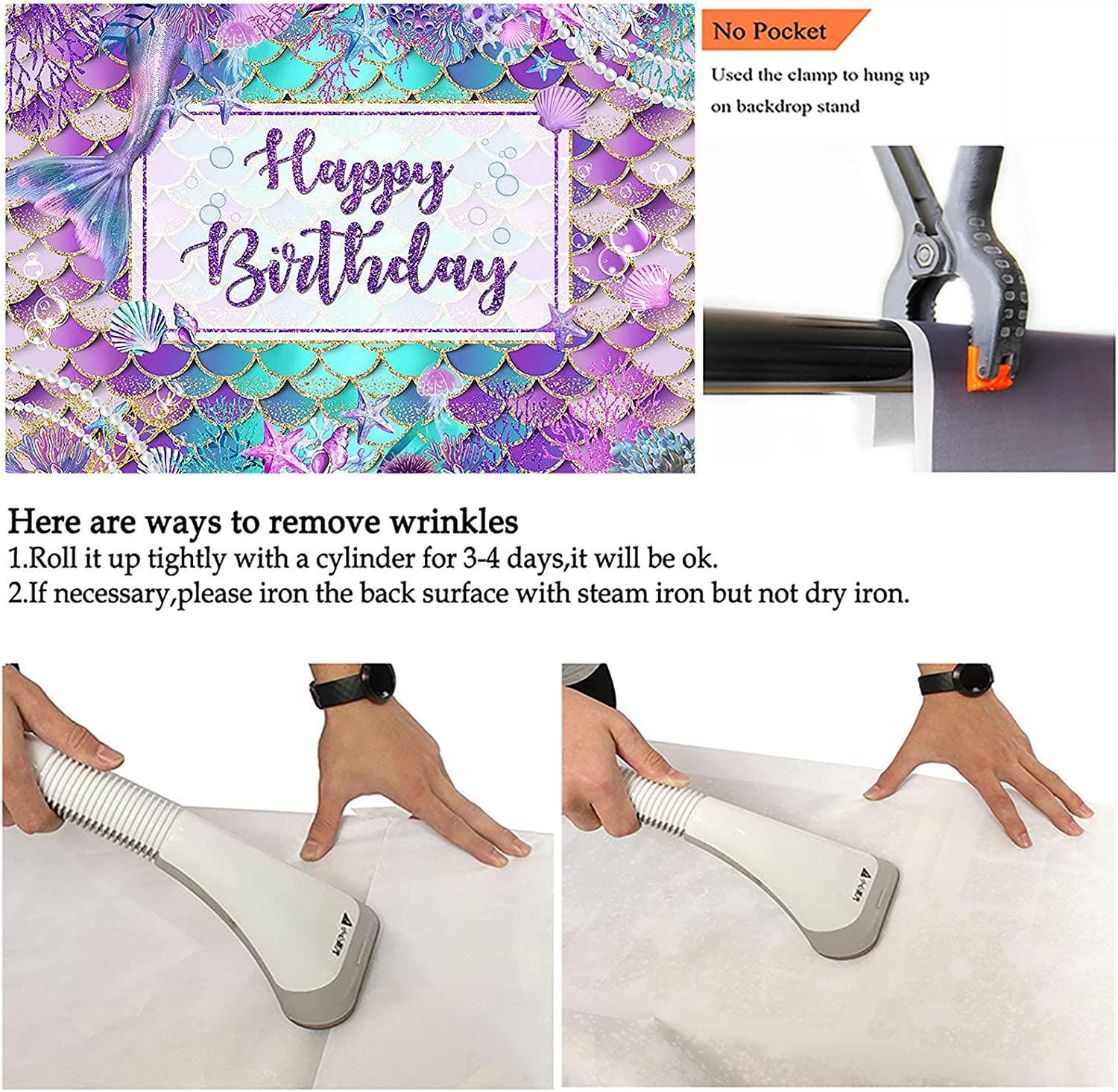 Mermaid Birthday Backdrop for Girl Under The Sea Party Photography Background - Hibrides