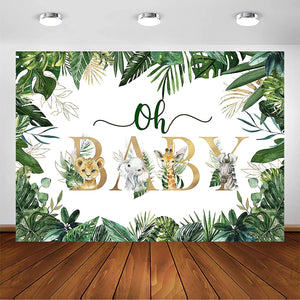 Jungle Animals Oh Baby Backdrop for Baby Shower Decoration Photography Background - Hibrides