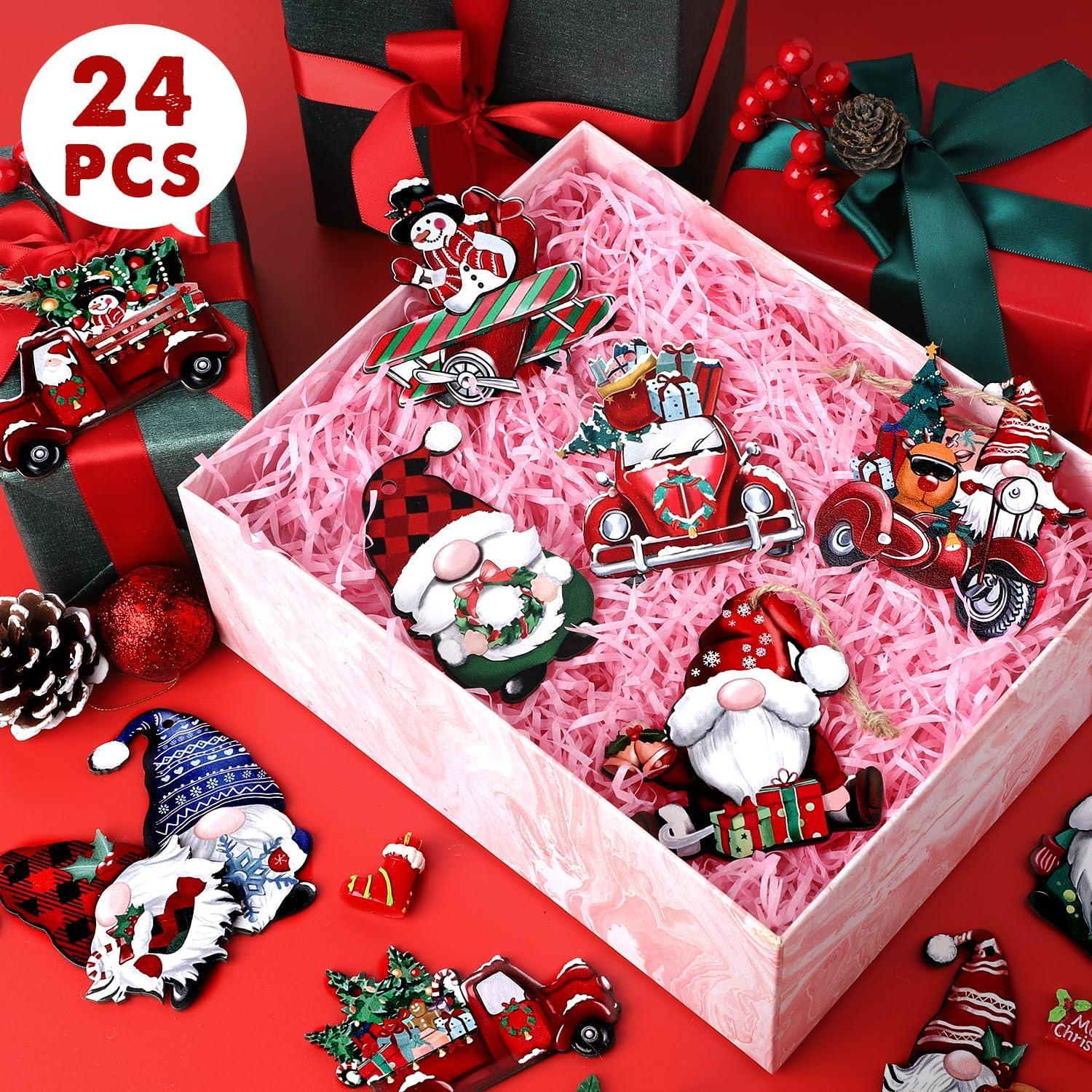 24PCS Red Truck Decor Red Christmas Ornaments Car Ornaments for Holiday Decor Xmas Party Supplies - Hibrides