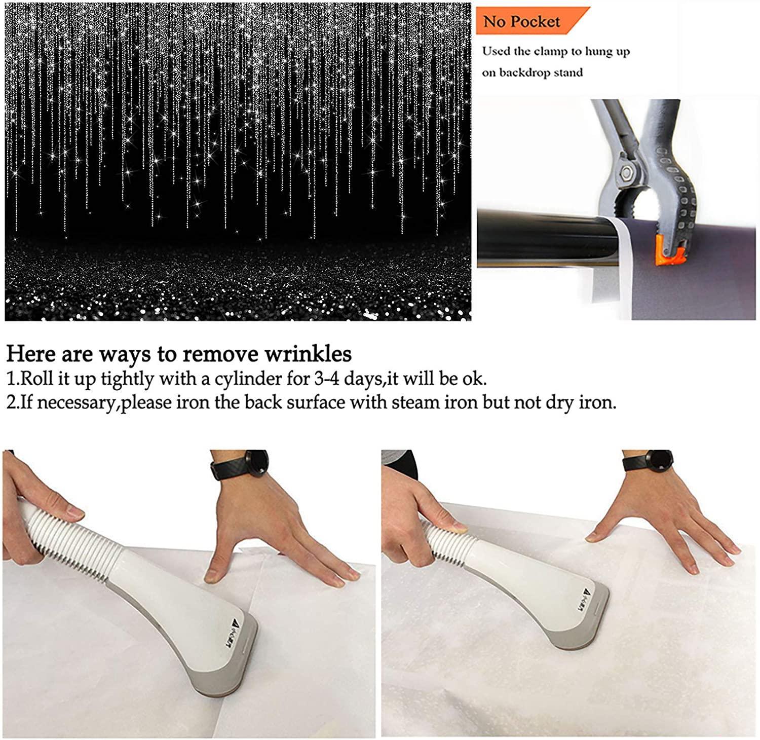 Black and Silver Glitter Sparkle Backdrop for Adult Kids Bday Party Decorations Photography Background - Hibrides