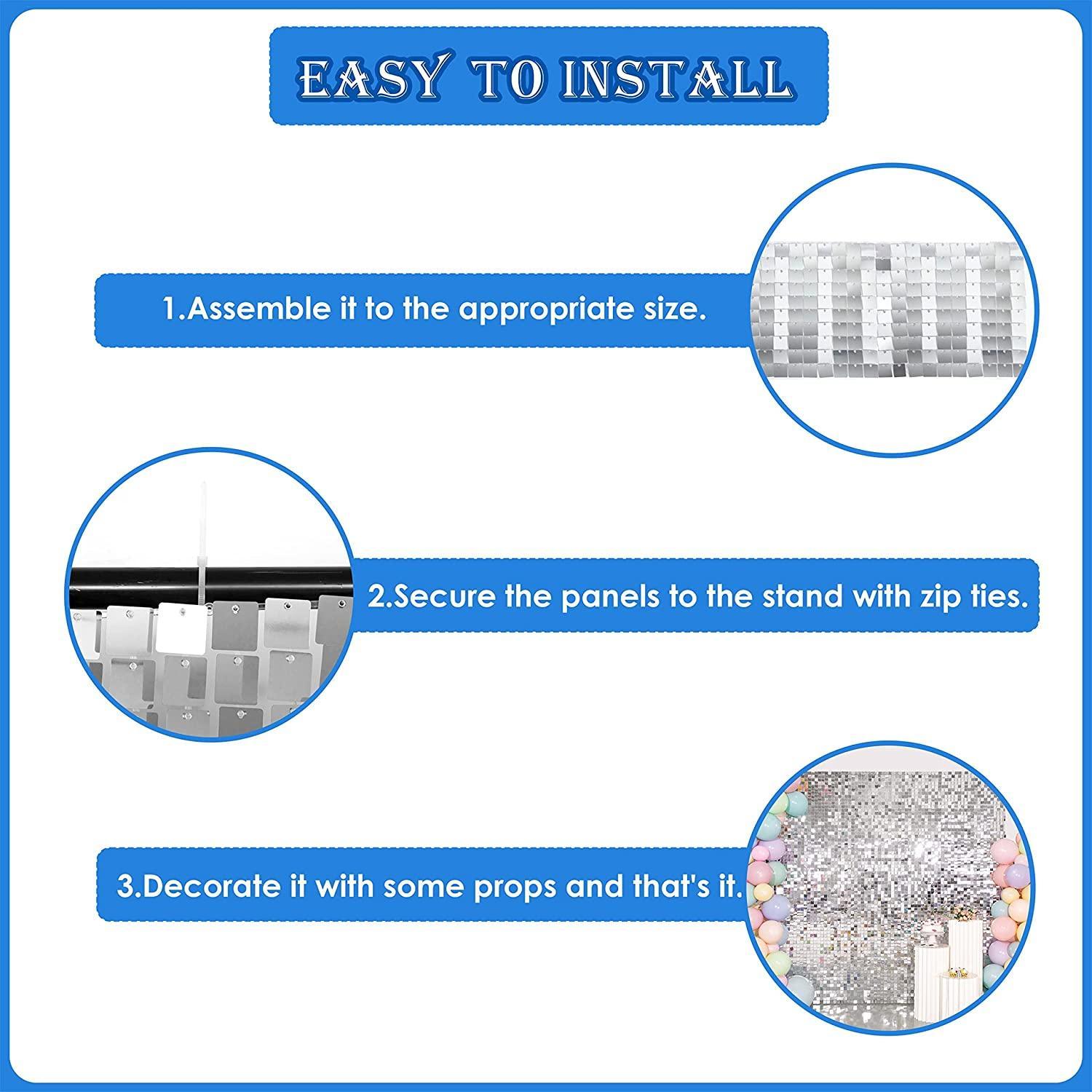 Shimmer Wall Backdrop, Square Sequin Wall Panels Shimmer Backdrop, Easy Setup Birthday/Wedding/Event/Theme Party Decorations 