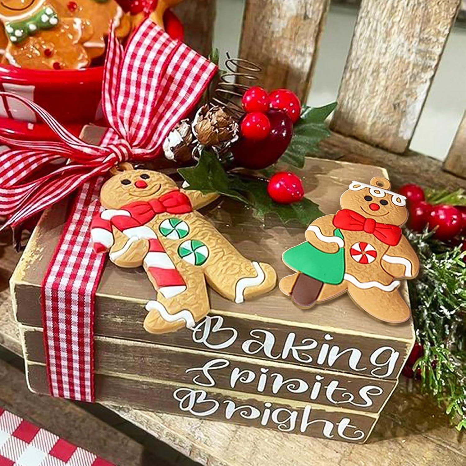 12pcs Gingerbread Man Ornaments for Christmas Tree Assorted Plastic Gingerbread Figurines Ornaments for Christmas Tree - Hibrides