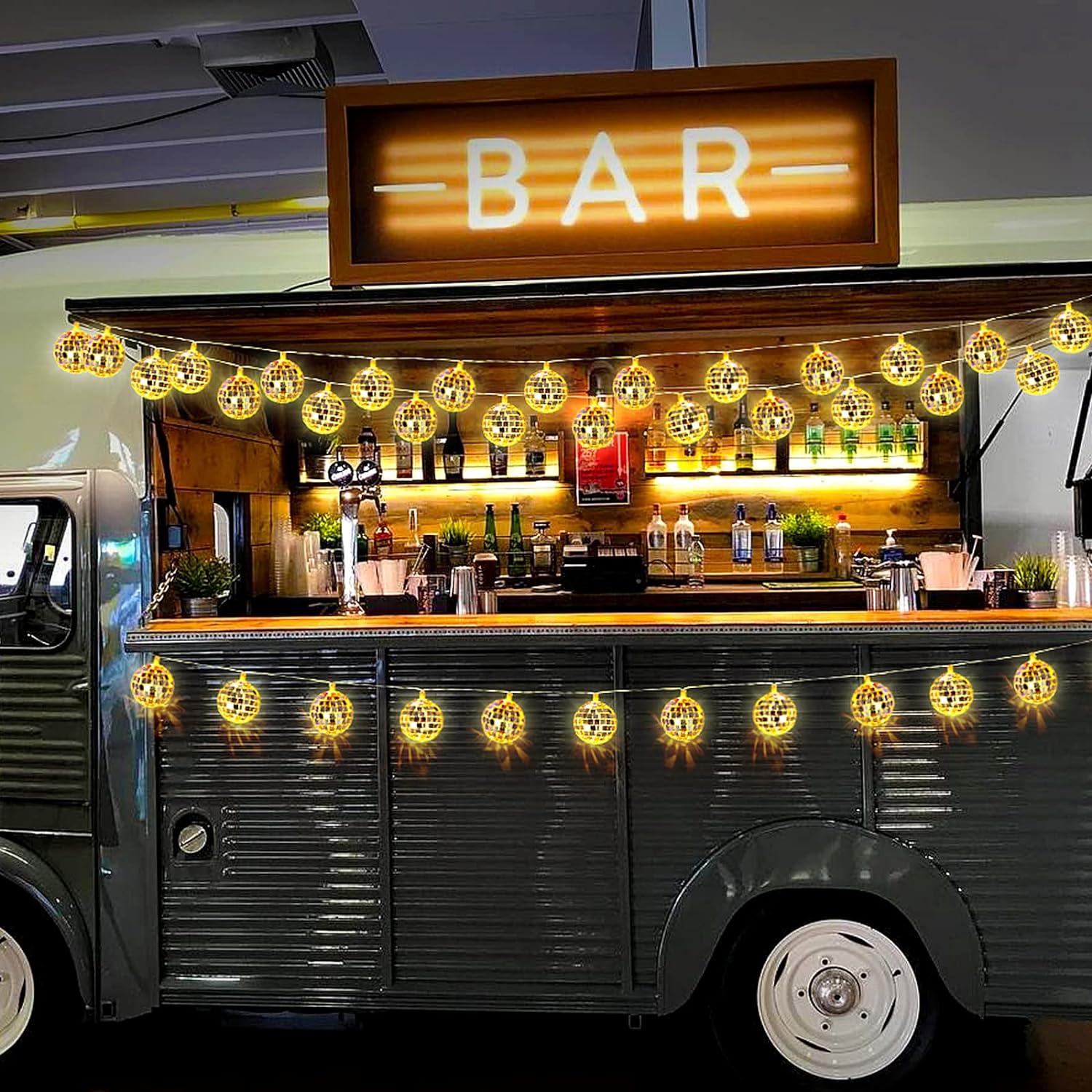 20 LED Disco Ball Mirror LED Party String Light Christmas Lanterns for Holiday Wall Window - Hibrides