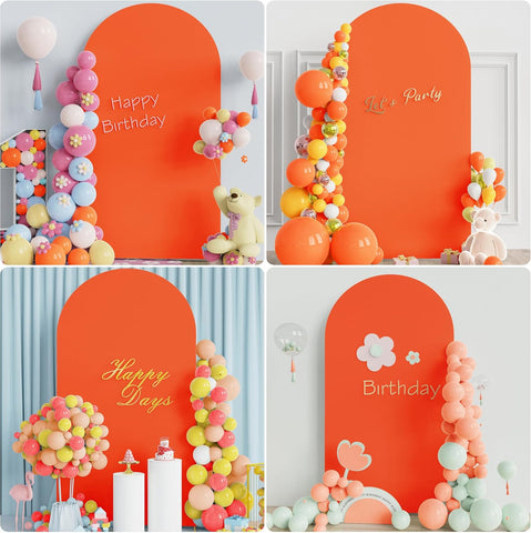 Orangered Spandex Fitted Arch Cover for Round Top Chiara Backdrop Stand Covers for Wedding Birthday Party Decoration