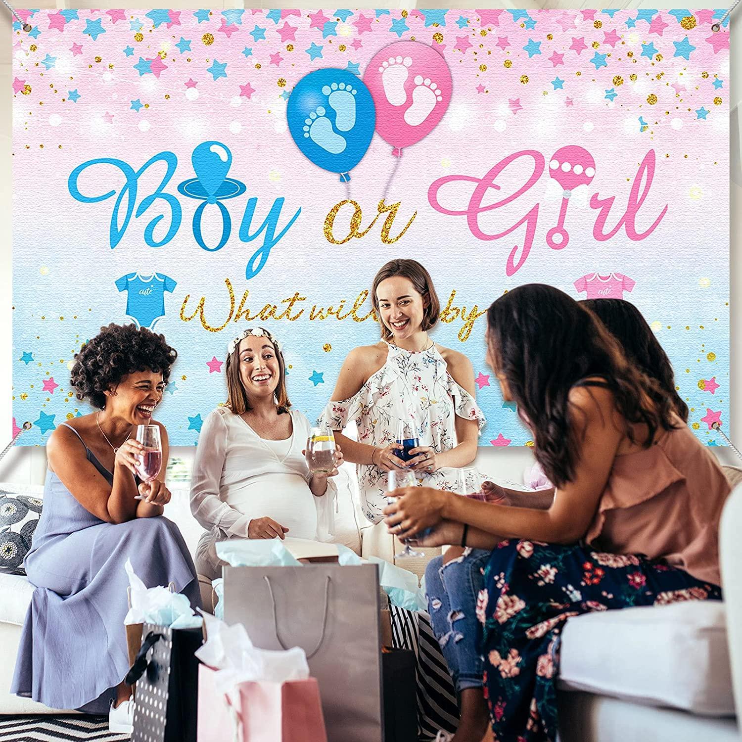 Gender Reveal Party Supplies Gender Reveal Background Boy or Girl Backdrop Blue Pink - Hibrides