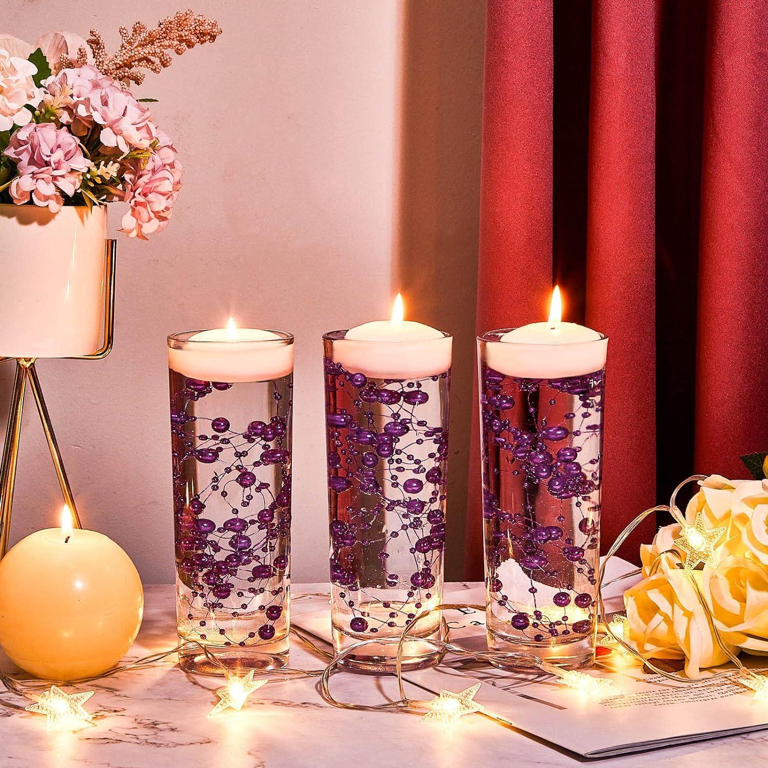 24PCS Artificial Pearl String for Floating Candle Faux Pearls Beads String Pearl Party Garland Decoration for Vases Filler Wedding Centerpiece Christmas Party Decor - Hibrides