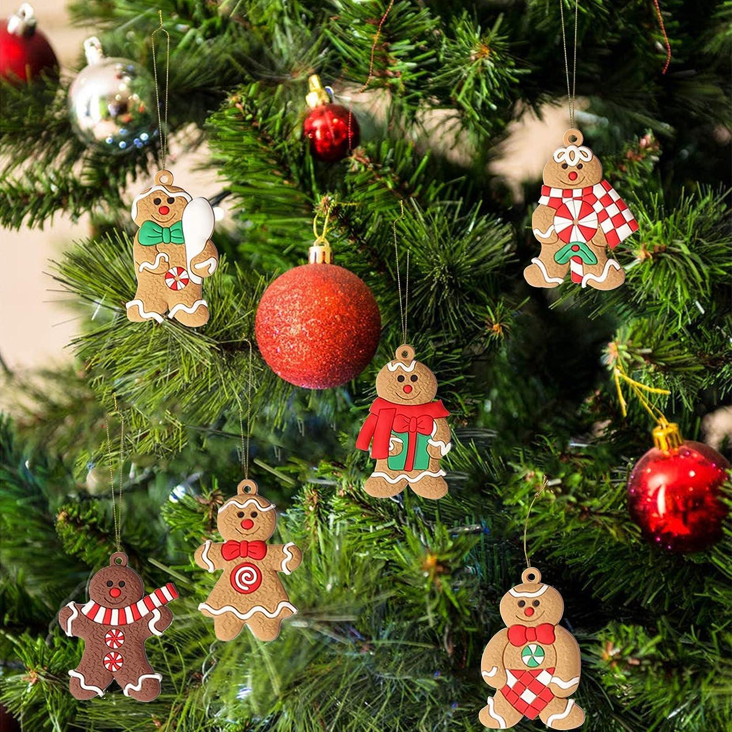 12pcs Gingerbread Man Ornaments for Christmas Tree Assorted Plastic Gingerbread Figurines Ornaments for Christmas Tree - Hibrides
