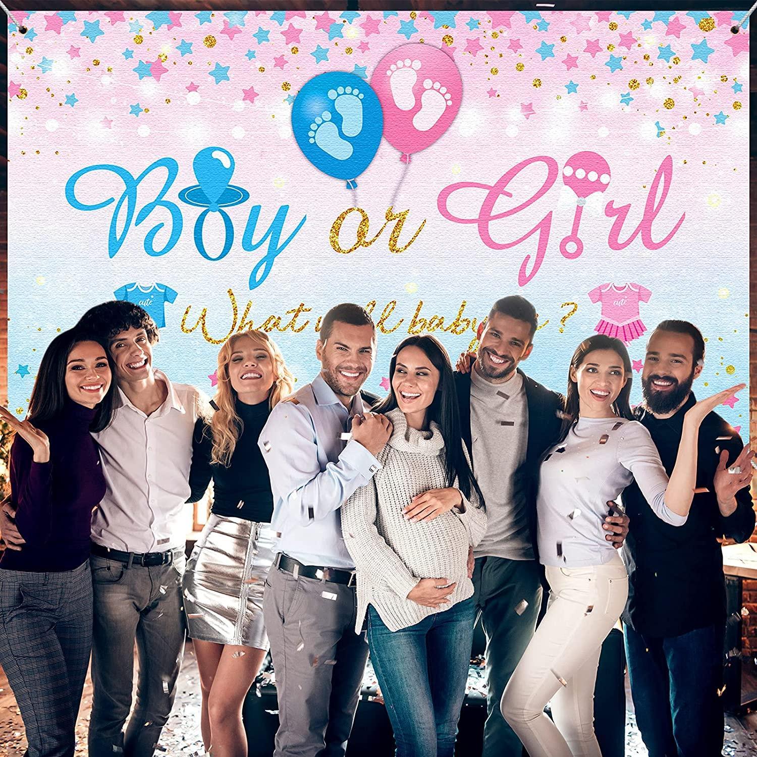 Gender Reveal Party Supplies Gender Reveal Background Boy or Girl Backdrop Blue Pink - Hibrides