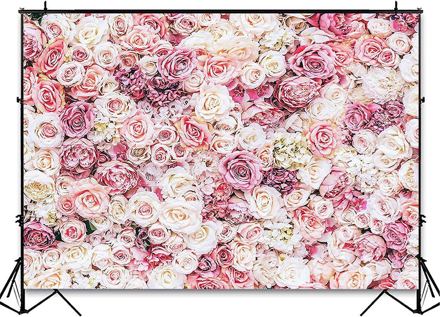 Floral Backdrop for Parties Photoshoot Pink Rose Flowers Wedding Birthday Party Photography Background - Hibrides