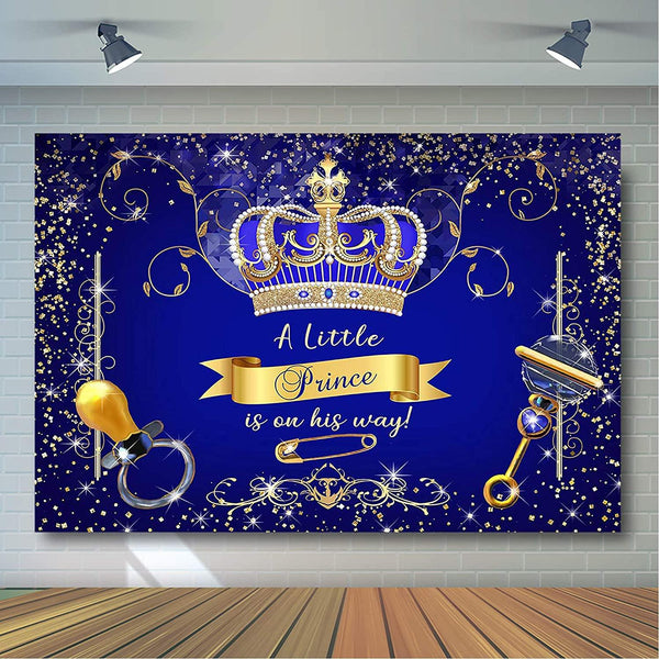 Royal Prince Baby Shower Backdrop for Party Decorations - Hibrides