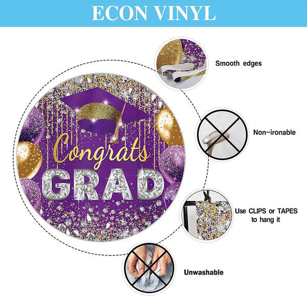 Purple and Gold Graduation Backdrop for Girl Boy Photography Master Congratulations Congrats Grad Class of 2023 - Hibrides