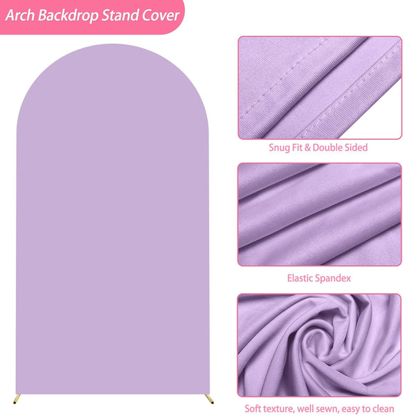 Lavender Spandex Fitted Arch Cover for Round Top Chiara Backdrop Stand Covers for Wedding Birthday Party Decoration