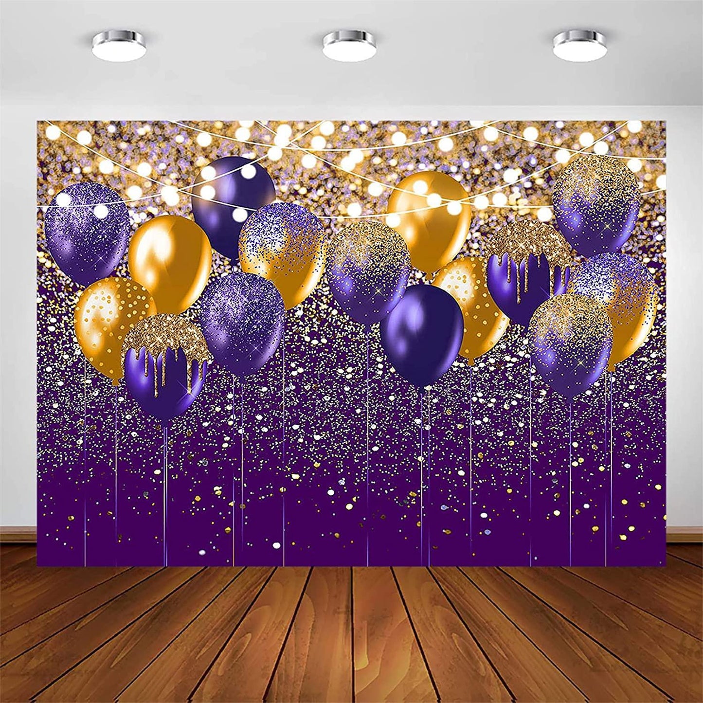 Purple and Silver Glitter Backdrop for Birthday Wedding Prom Graduation Photography Background - Hibrides