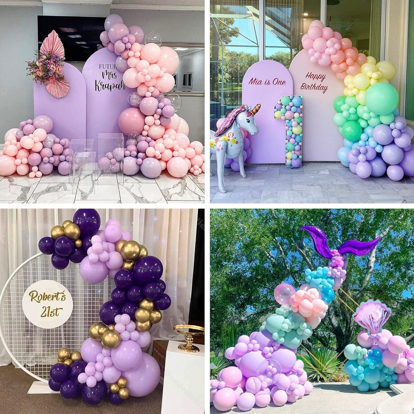 105pcs 5/10/12/18 Inches for Garland Arch, Baby Purple Latex Balloons for Birthday Baby Shower Wedding - Hibrides