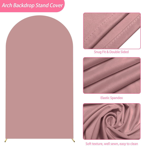 Light Dusty Rose Spandex Fitted Arch Cover for Round Top Chiara Backdrop Stand Covers for Wedding Birthday Party Decoration