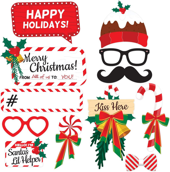 38pcs Christmas Photo Booth Props- Christmas Games for Party Supplies - Picture Backdrop Decorations Set Party Favors