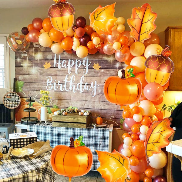 16Pcs Big Maple Leaves Acorn Balloons for Thanksgiving Home Festival Decorations - Hibrides