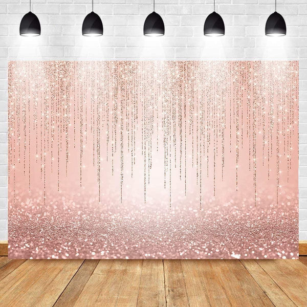 Rose Gold Glitter Backdrop Sweet 16th Girl's Birthday Party Decorations Photo Backdrops - Hibrides