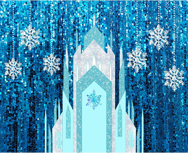 7x5 ft Fabric Ice Snow Castle Photo Backdrop Girl Birthday Party Decoration Princess Supply - Hibrides