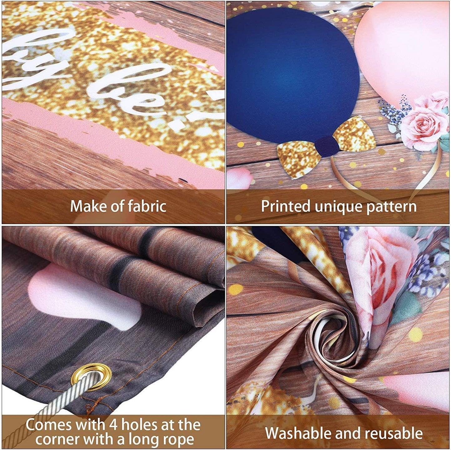 Gender Reveal Decorations Backdrop Banner He or She What Will Baby be Wooden Baby Gender Photography Background - Hibrides