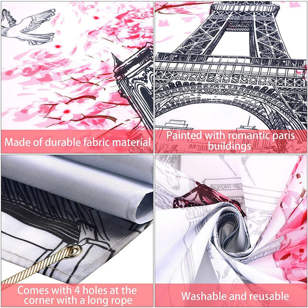 Paris Tapestry Backdrop Paris Wall Art Eiffel Tower Photo Banner Background Birthday Backdrop - Hibrides