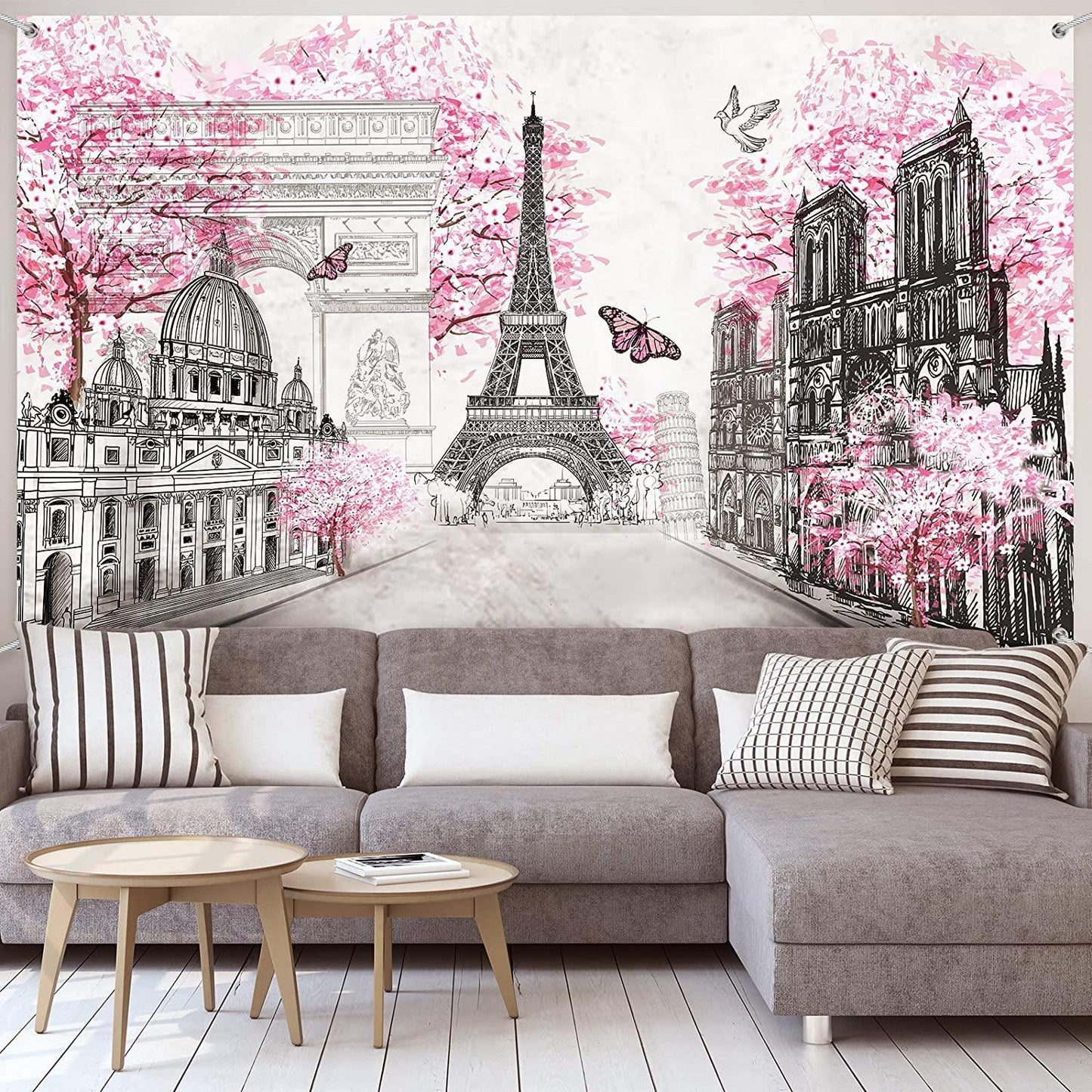 Paris Tapestry Backdrop Paris Wall Art Eiffel Tower Photo Banner Background Birthday Backdrop - Hibrides