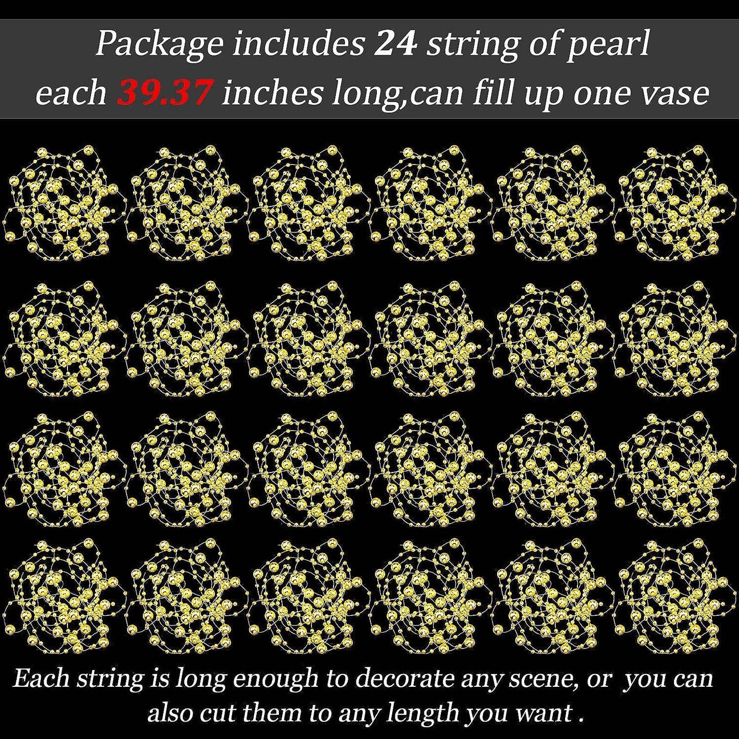 24PCS Artificial Pearl String for Floating Candle Faux Pearls Beads String Pearl Party Garland Decoration for Vases Filler Wedding Centerpiece Christmas Party Decor - Hibrides