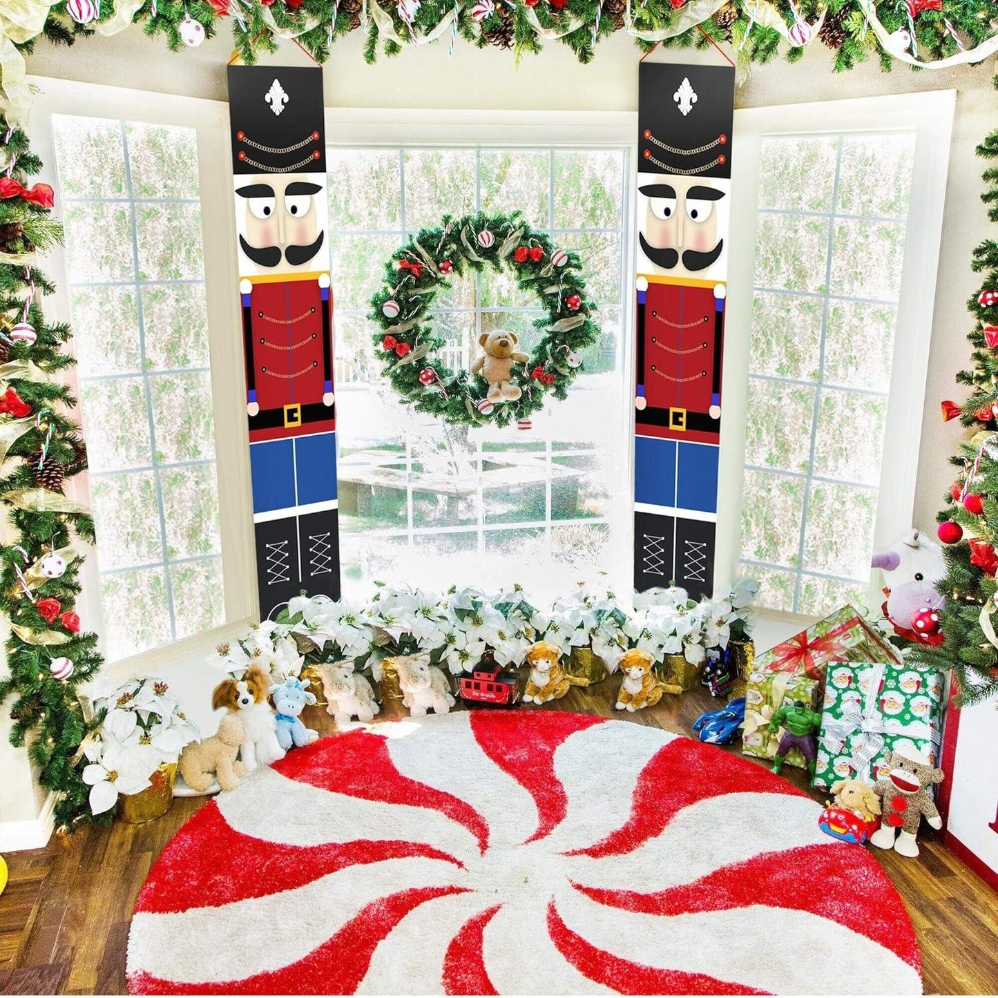 Nutcracker Christmas Decorations - Outdoor Xmas Decor - Life Size Soldier Model Nutcracker Banners for Front Door Porch - Hibrides