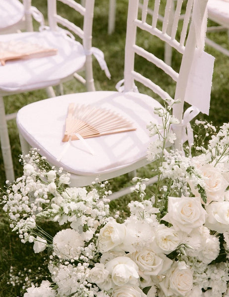 Folding White Paper Hand Fan White for Wedding Party