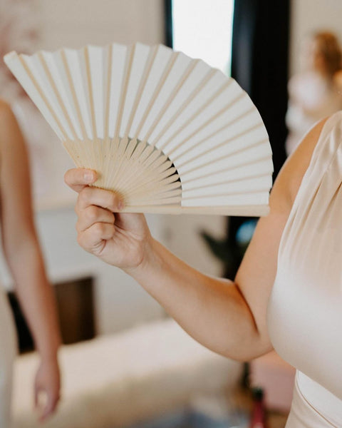 Folding White Paper Hand Fan White for Wedding Party