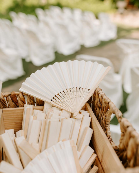 Folding White Paper Hand Fan White for Wedding Party